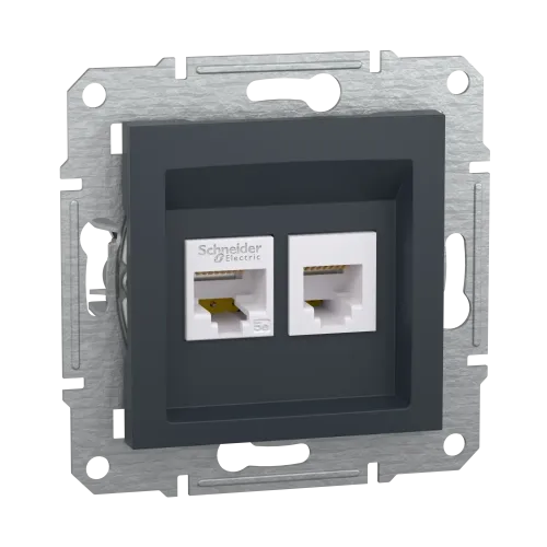 Розетка компьютерная + телефонная, антрацит, EPH4900171 Asfora Schneider