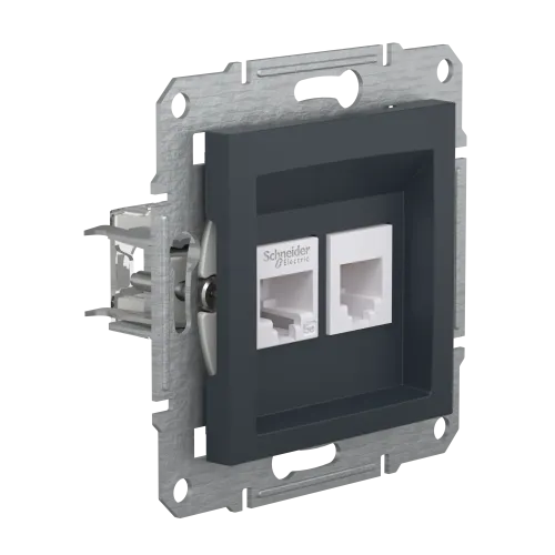 Розетка компьютерная + телефонная, антрацит, EPH4900171 Asfora Schneider