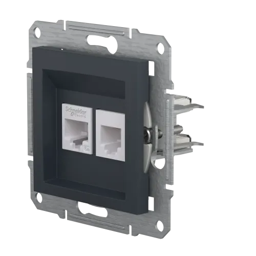 Розетка компьютерная + телефонная, антрацит, EPH4900171 Asfora Schneider