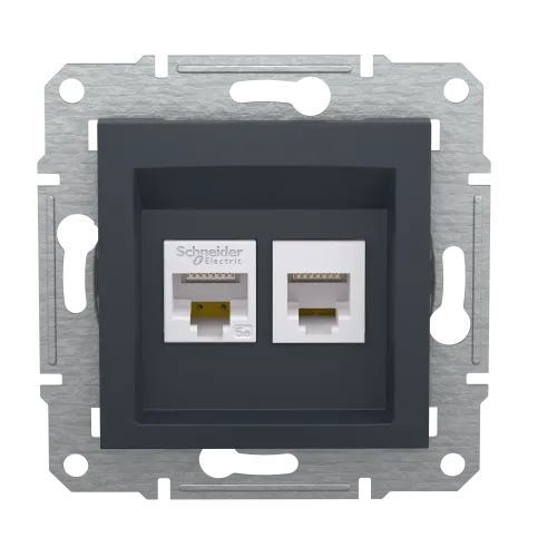 Розетка компьютерная + телефонная, антрацит, EPH4900171 Asfora Schneider