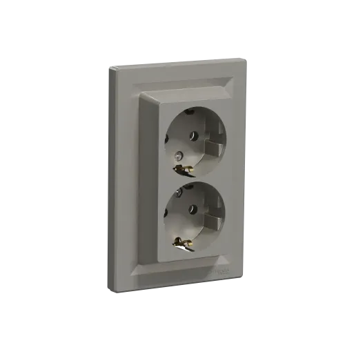 Розетка двойная с заземлением, бронза, EPH9900169 Schneider Asfora