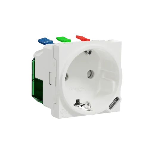 Розетка с USB тип С, 10,5 Вт, белый, 2 модуля, Unica New Schneider NU301718
