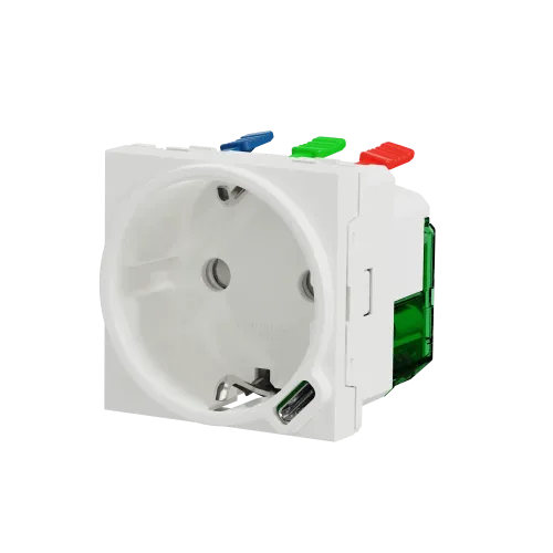 Розетка с USB тип С, 10,5 Вт, белый, 2 модуля, Unica New Schneider NU301718