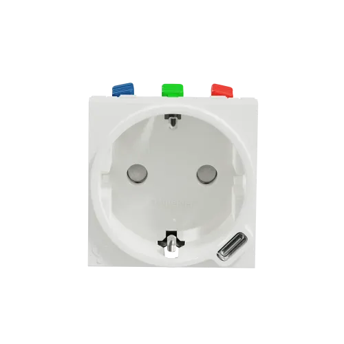 Розетка с USB тип С, 10,5 Вт, белый, 2 модуля, Unica New Schneider NU301718