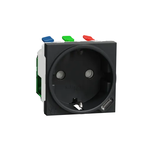 Розетка с USB тип С, 10,5 Вт, антрацит, 2 модуля, Unica New Schneider NU301754