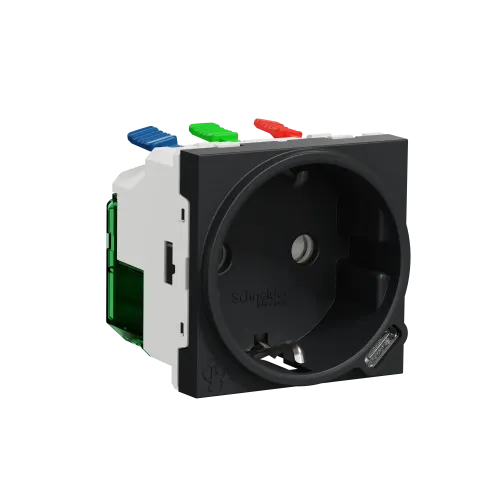 Розетка с USB тип С, 10,5 Вт, антрацит, 2 модуля, Unica New Schneider NU301754