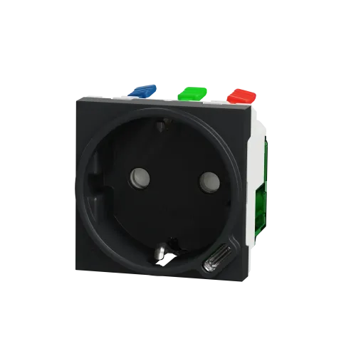 Розетка с USB тип С, 10,5 Вт, антрацит, 2 модуля, Unica New Schneider NU301754
