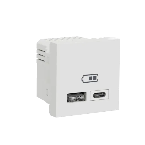 Розетка USB для зарядки, тип A + C , белый, 2 модуля, Unica New Schneider NU301818