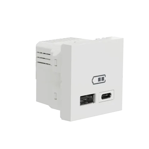 Розетка USB для зарядки, тип A + C , белый, 2 модуля, Unica New Schneider NU301818