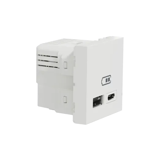 Розетка USB для зарядки, тип A + C , белый, 2 модуля, Unica New Schneider NU301818