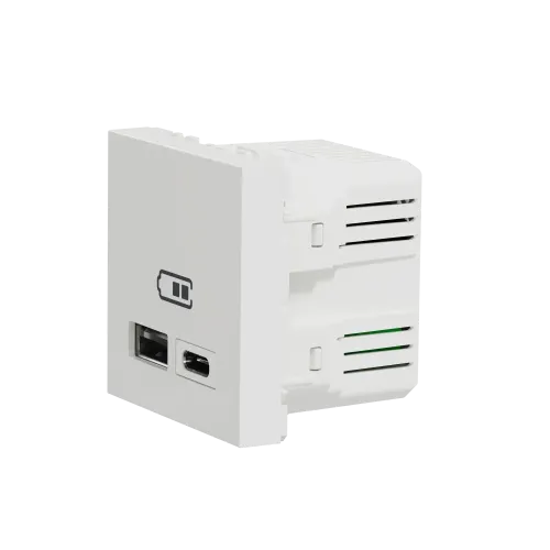Розетка USB для зарядки, тип A + C , белый, 2 модуля, Unica New Schneider NU301818