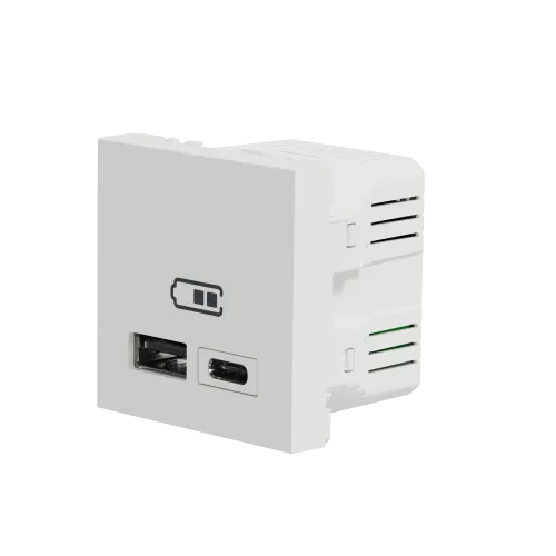 Розетка USB для зарядки, тип A + C , белый, 2 модуля, Unica New Schneider NU301818