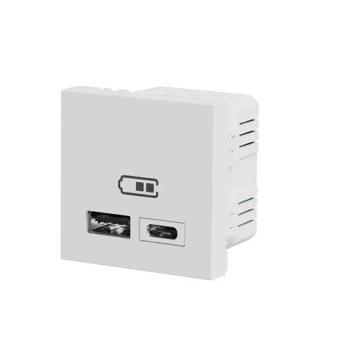 Розетка USB для зарядки, тип A + C , белый, 2 модуля, Unica New Schneider NU301818