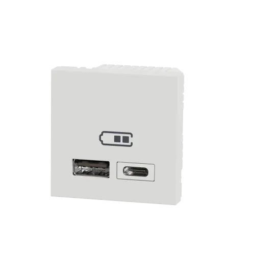 Розетка USB для зарядки, тип A + C , белый, 2 модуля, Unica New Schneider NU301818
