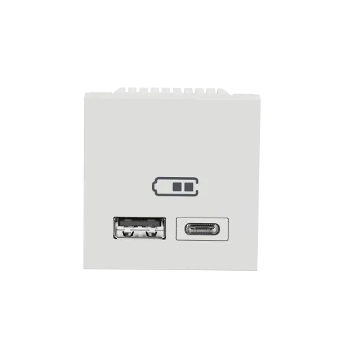 Розетка USB для зарядки, тип A + C , белый, 2 модуля, Unica New Schneider NU301818