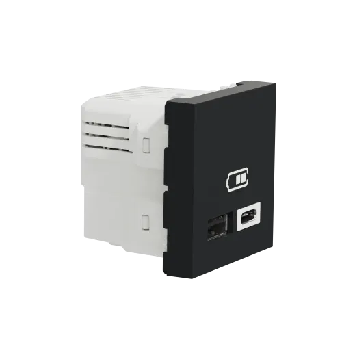 Розетка USB для зарядки, тип A + C , антрацит, 2 модуля, Unica New Schneider NU301854