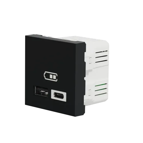 Розетка USB для зарядки, тип A + C , антрацит, 2 модуля, Unica New Schneider NU301854