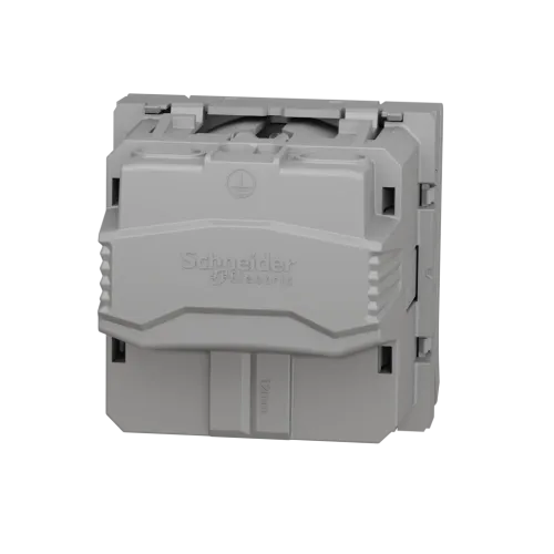 Розетка со шторками и крышкой, белый, 2 модуля, Unica New Schneider NU303718TA