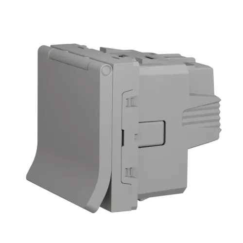 Розетка со шторками и крышкой, белый, 2 модуля, Unica New Schneider NU303718TA