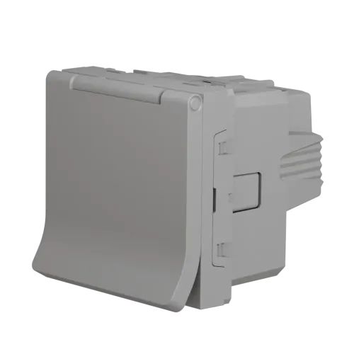 Розетка со шторками и крышкой, белый, 2 модуля, Unica New Schneider NU303718TA