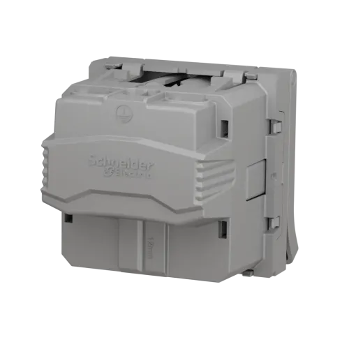 Розетка со шторками и крышкой, алюминий, 2 модуля, Unica New Schneider NU303730TA