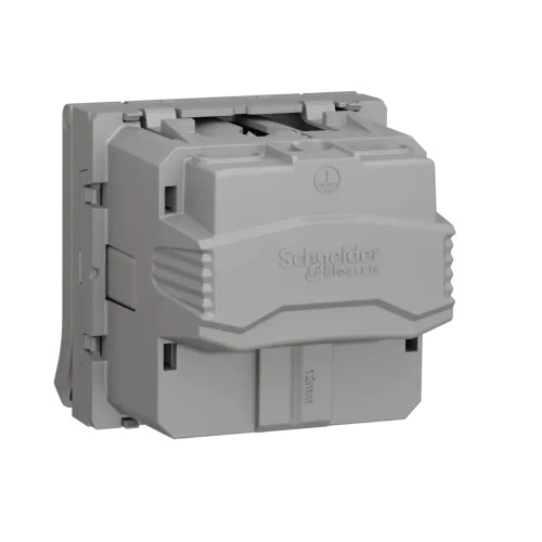 Розетка со шторками и крышкой, алюминий, 2 модуля, Unica New Schneider NU303730TA