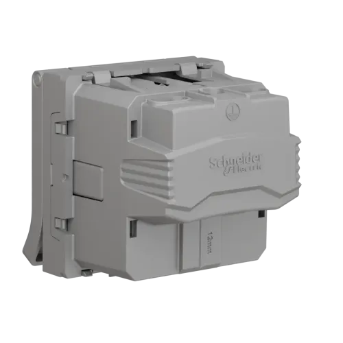 Розетка со шторками и крышкой, алюминий, 2 модуля, Unica New Schneider NU303730TA