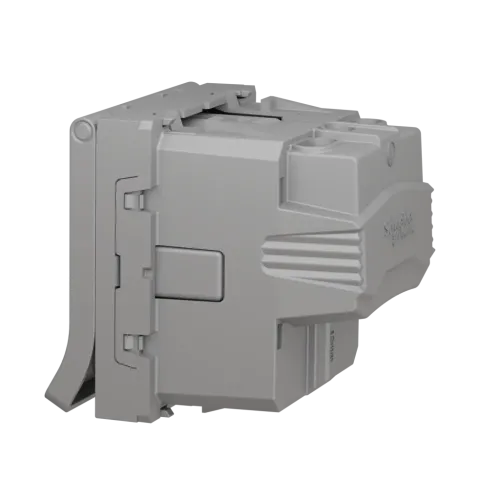 Розетка со шторками и крышкой, алюминий, 2 модуля, Unica New Schneider NU303730TA