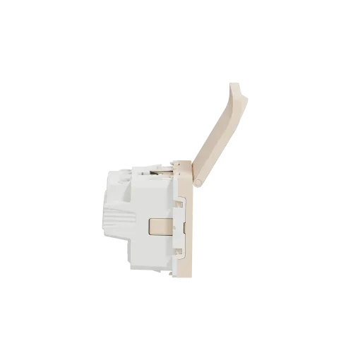 Розетка со шторками и крышкой, бежевый, 2 модуля, Unica New Schneider NU303744TA