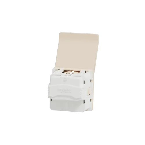 Розетка со шторками и крышкой, бежевый, 2 модуля, Unica New Schneider NU303744TA