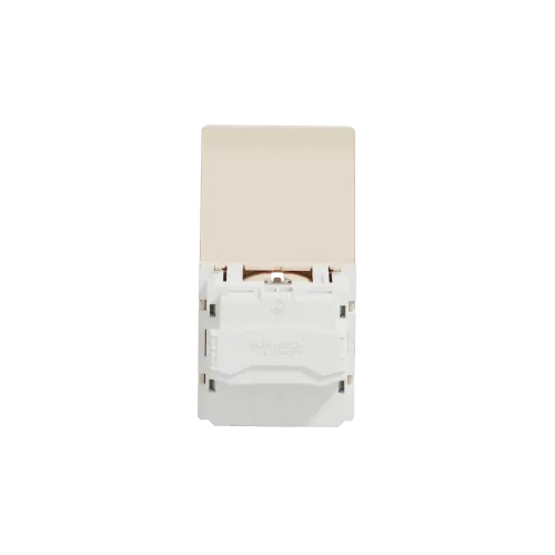 Розетка со шторками и крышкой, бежевый, 2 модуля, Unica New Schneider NU303744TA