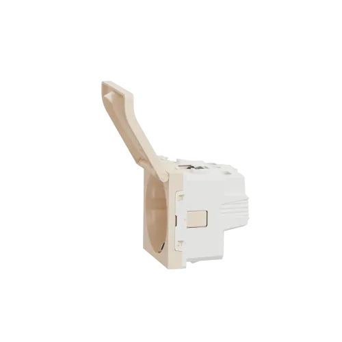 Розетка со шторками и крышкой, бежевый, 2 модуля, Unica New Schneider NU303744TA