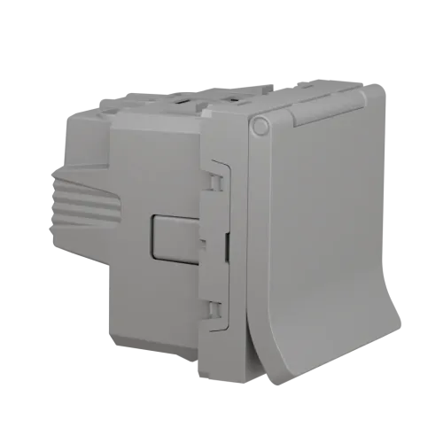 Розетка со шторками и крышкой, антрацит, 2 модуля, Unica New Schneider NU303754TA