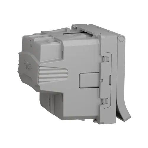 Розетка со шторками и крышкой, антрацит, 2 модуля, Unica New Schneider NU303754TA