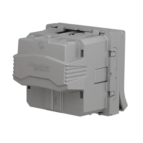 Розетка со шторками и крышкой, антрацит, 2 модуля, Unica New Schneider NU303754TA