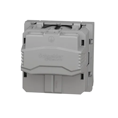 Розетка со шторками и крышкой, антрацит, 2 модуля, Unica New Schneider NU303754TA