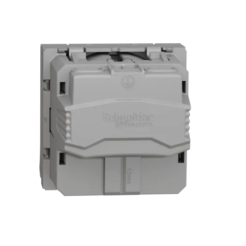 Розетка со шторками и крышкой, антрацит, 2 модуля, Unica New Schneider NU303754TA