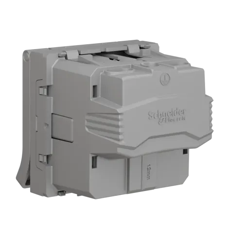 Розетка со шторками и крышкой, антрацит, 2 модуля, Unica New Schneider NU303754TA