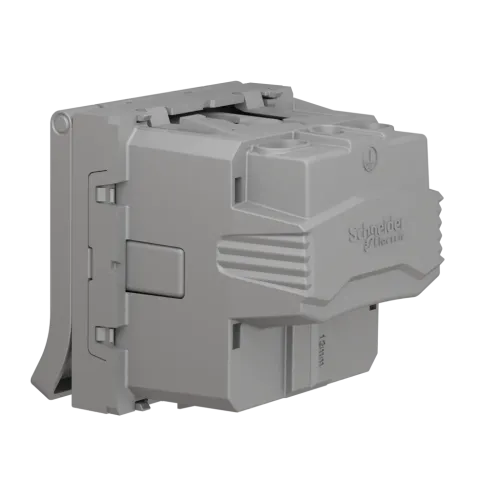 Розетка со шторками и крышкой, антрацит, 2 модуля, Unica New Schneider NU303754TA
