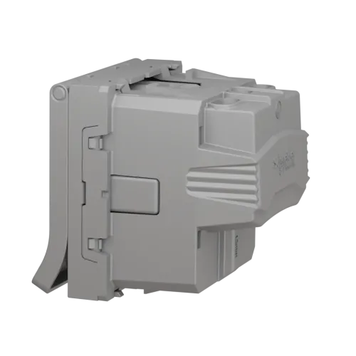 Розетка со шторками и крышкой, антрацит, 2 модуля, Unica New Schneider NU303754TA