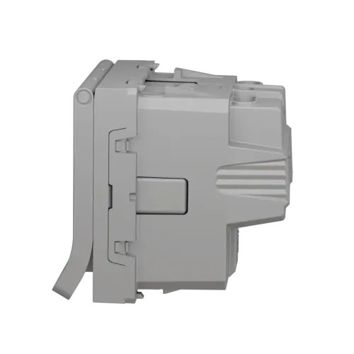 Розетка со шторками и крышкой, антрацит, 2 модуля, Unica New Schneider NU303754TA