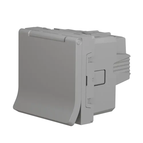 Розетка со шторками и крышкой, антрацит, 2 модуля, Unica New Schneider NU303754TA