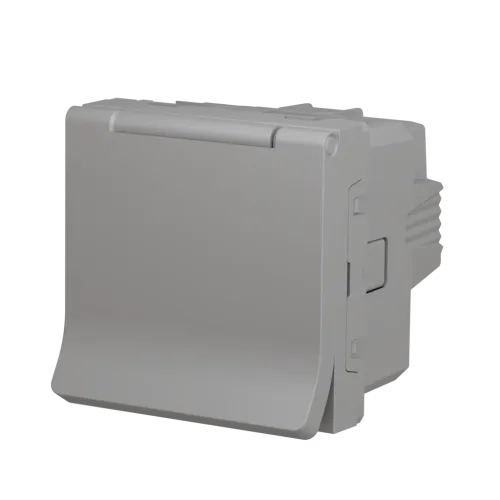 Розетка со шторками и крышкой, антрацит, 2 модуля, Unica New Schneider NU303754TA
