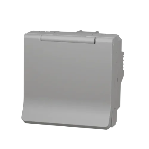 Розетка со шторками и крышкой, антрацит, 2 модуля, Unica New Schneider NU303754TA