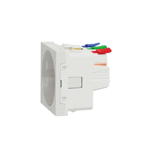 Розетка с заземлением, самозажимные клеммы, белый, 2 модуля, Unica New Schneider NU305718