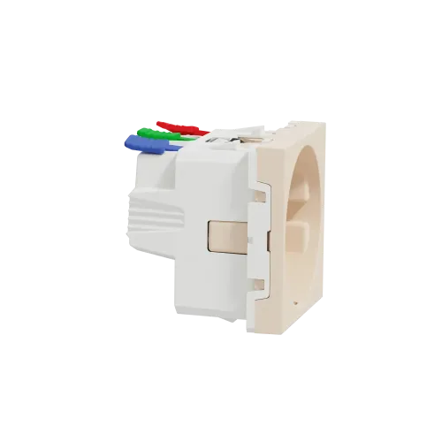 Розетка с заземлением, самозажимные клеммы, бежевый, 2 модуля, Unica New Schneider NU305744