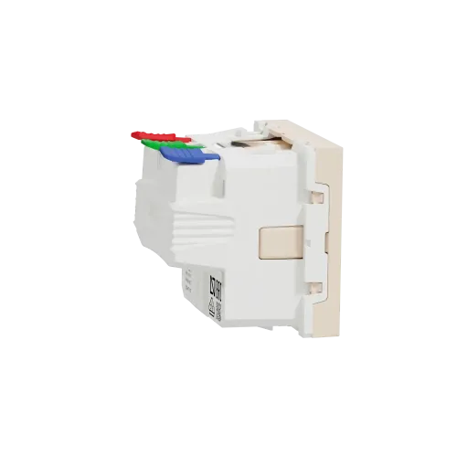 Розетка с заземлением, самозажимные клеммы, бежевый, 2 модуля, Unica New Schneider NU305744
