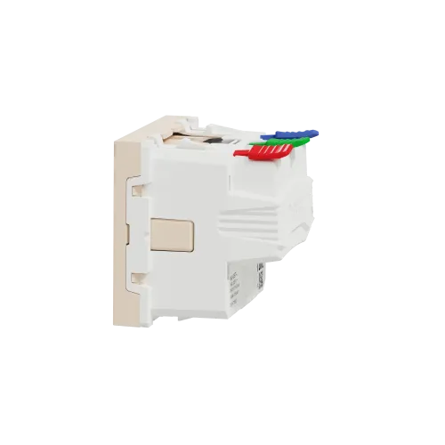 Розетка с заземлением, самозажимные клеммы, бежевый, 2 модуля, Unica New Schneider NU305744
