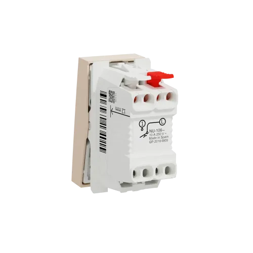 Кнопка, бежевый, 1 модуль, Unica New Schneider NU310644