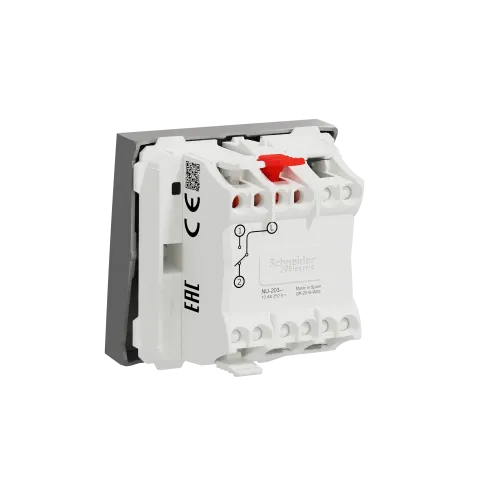 Выключатель проходной 1-клавишный, алюминий, 2 модуля, Unica New Schneider NU320330